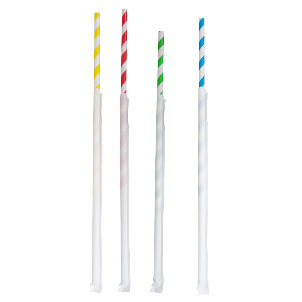 ECO STRAWS - REGULAR PAPER WRAPPED - 3 PLY -  MIXED COLOUR