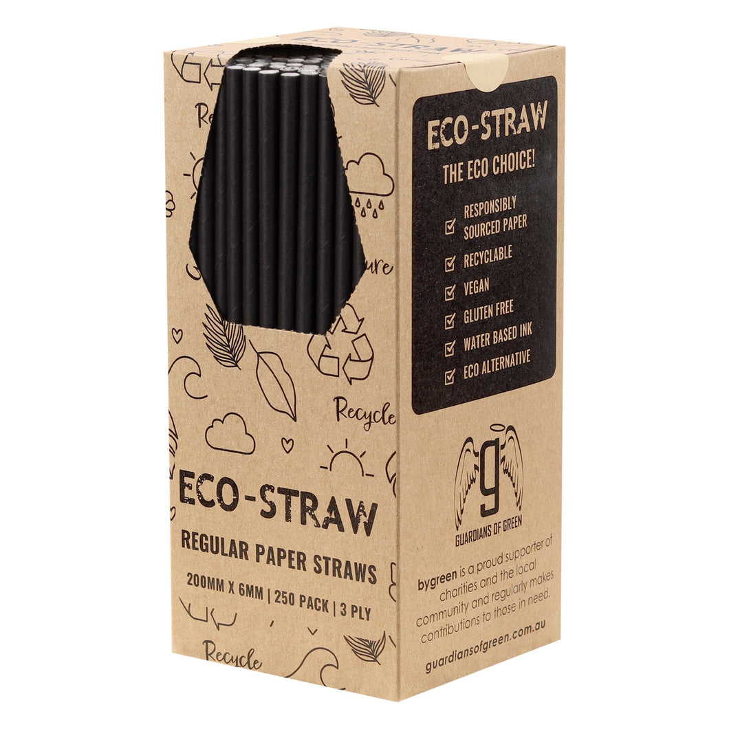 ECO STRAW - REGULAR - PAPER STRAW - 3 PLY - BLACK