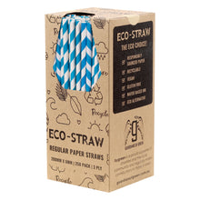 Load image into Gallery viewer, ECO STRAW - REGULAR - PAPER STRAW - 3 PLY - BLUE STRIPE
