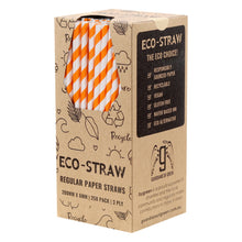 Load image into Gallery viewer, ECO STRAW - REGULAR - PAPER STRAW - 3 PLY - ORANGE STRIPE
