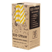 Load image into Gallery viewer, ECO STRAW - REGULAR - PAPER STRAW - 3 PLY - YELLOW STRIPE
