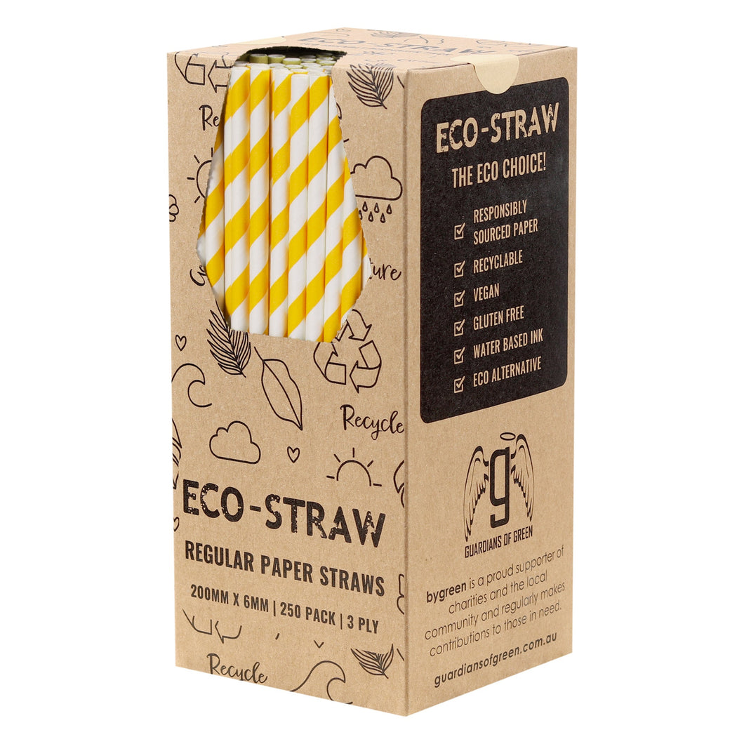 ECO STRAW - REGULAR - PAPER STRAW - 3 PLY - YELLOW STRIPE