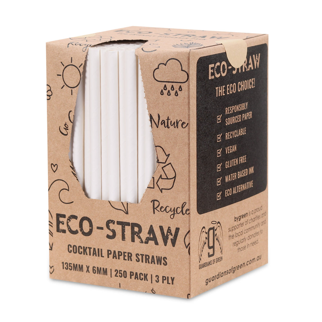 ECO STRAW - COCKTAIL - PAPER STRAW - 3 PLY - WHITE