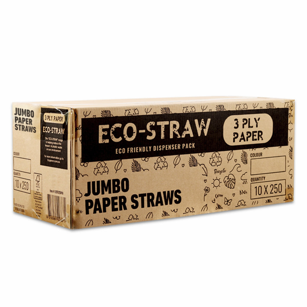 ECO STRAW - JUMBO - PAPER STRAW - 3 PLY - GREEN STRIPE