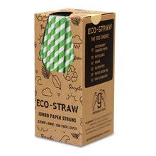 Load image into Gallery viewer, ECO STRAW - JUMBO - PAPER STRAW - 3 PLY - GREEN STRIPE
