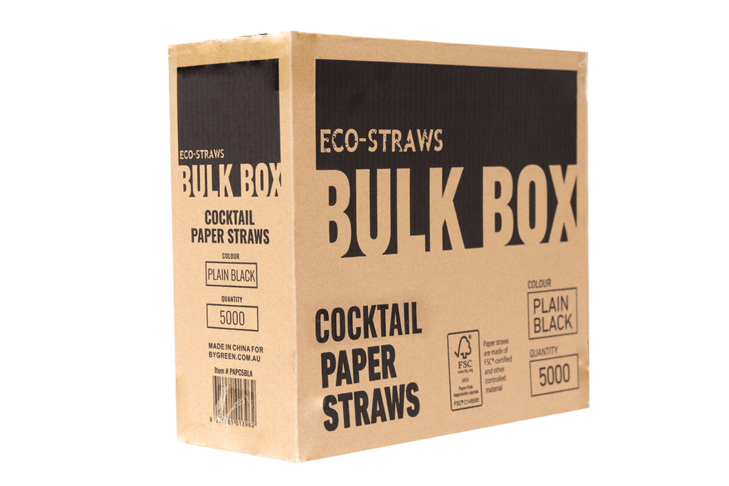 ECO STRAW - COCKTAIL PAPER STRAW - BULK BOX - 3 PLY - BLACK