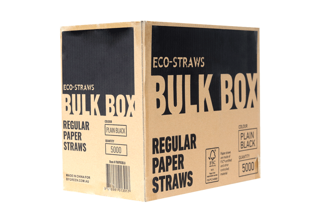 ECO STRAWS - REGULAR - PAPER STRAW - BULK BOX - 3 PLY - BLACK