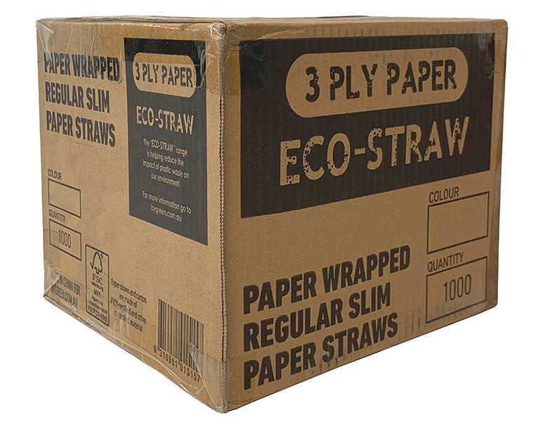 ECO STRAWS - REGULAR SLIM PAPER WRAPPED - 3 PLY - BLACK