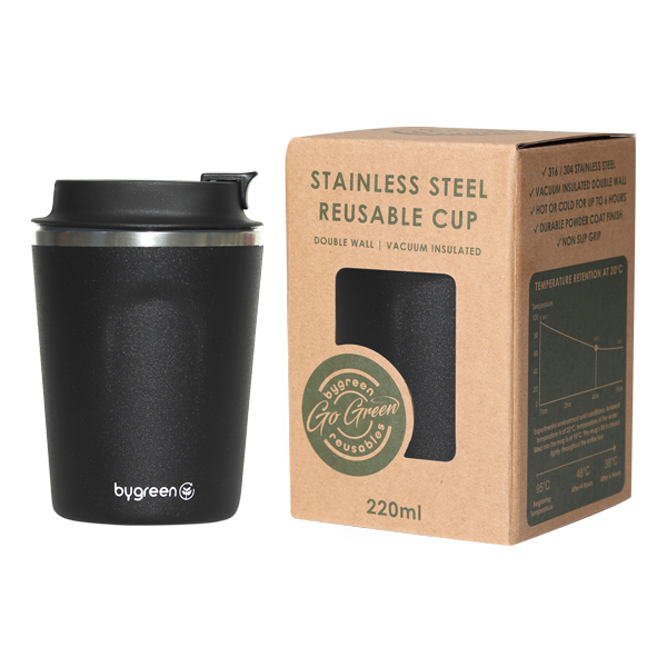 GO GREEN - REUSABLE SLATE COFFEE CUP - 220ML