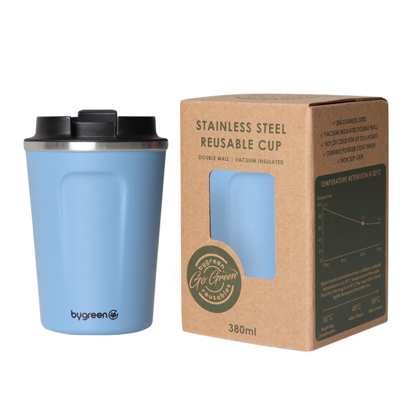 GO GREEN - REUSABLE SURF BLUE COFFEE CUP - 380ML