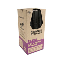 Load image into Gallery viewer, STRONG STRAWS - 4 PLY FLEXI PAPER STRAW - BLACK
