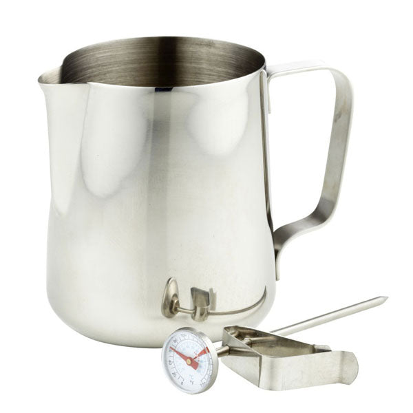 MILK FROTHING JUG & THERMOMETER